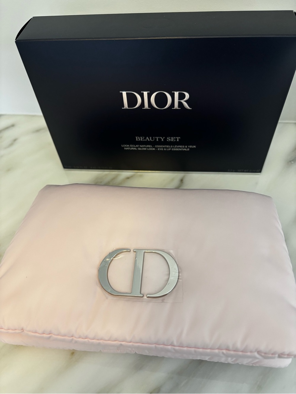 Dior Light Pink Padded Cosmetic Pouch with CD Logo